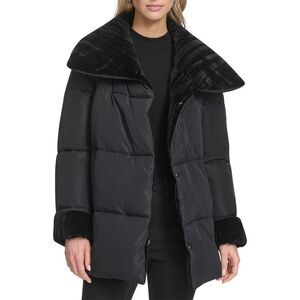 Andrew Marc Womens  Emerson Belted Wrap Coat, Black